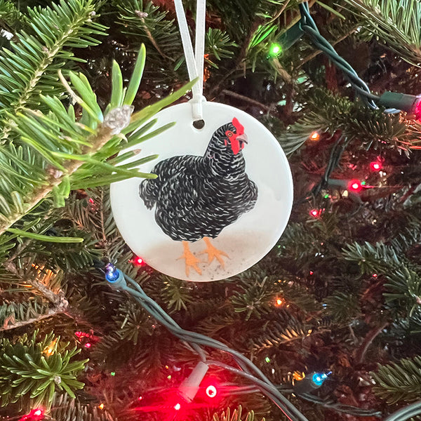 Porcelain Ornament - Barred Rock Chicken