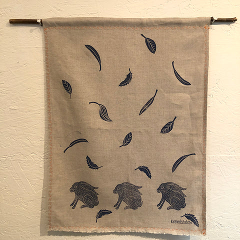 Tea Towel - Linen: 3 Rabbits