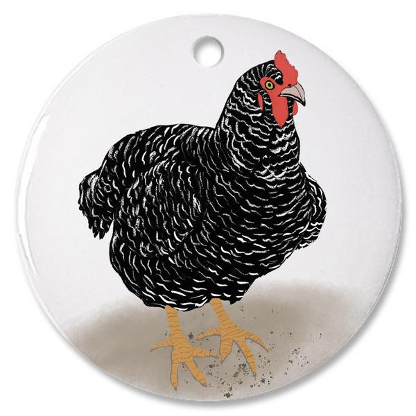Porcelain Ornament - Barred Rock Chicken