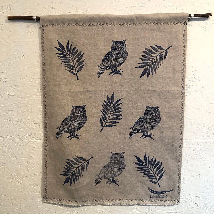 Tea Towel - Linen:  4 Owls