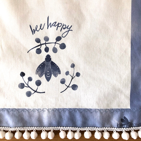 Tea Towel - Cotton/Linen: Bee Happy