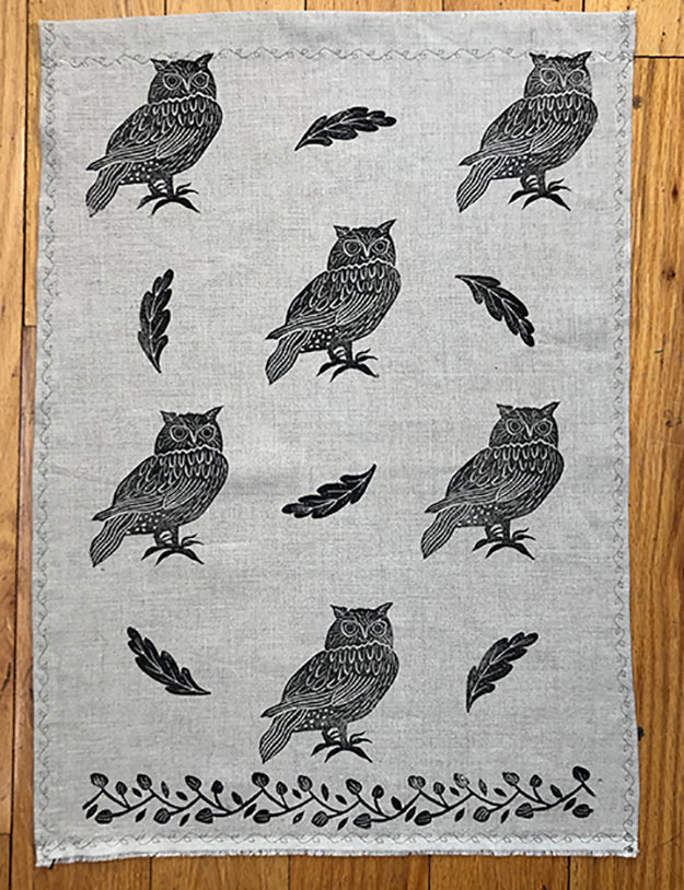 Tea Towel - Black Owl