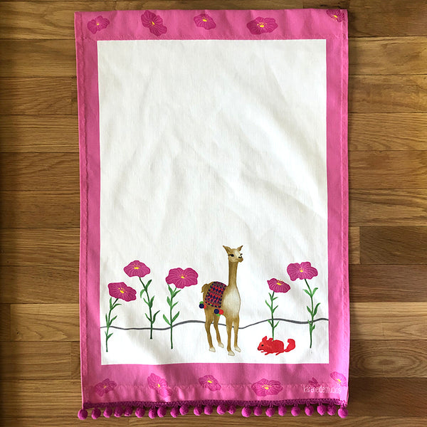 Tea Towel - 50/50 Cotton/Linen: Llama & Chinchilla