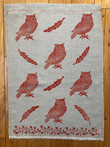 Tea Towel - Orange Owls