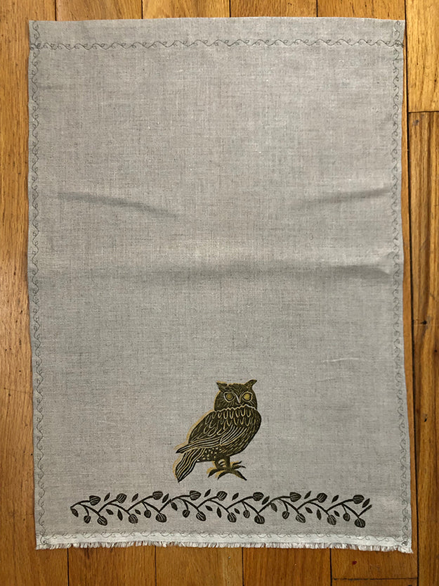 Tea Towel - Black and Gold Owl